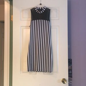 Tight black and white striped sexy dress